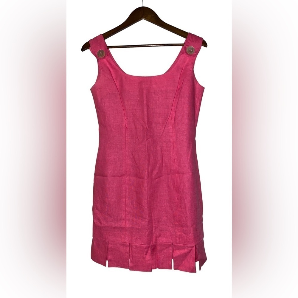 Miss Jackson‎ Linen Mini Dress Lagenlook Boxy Minimalist Pink Women Size 6